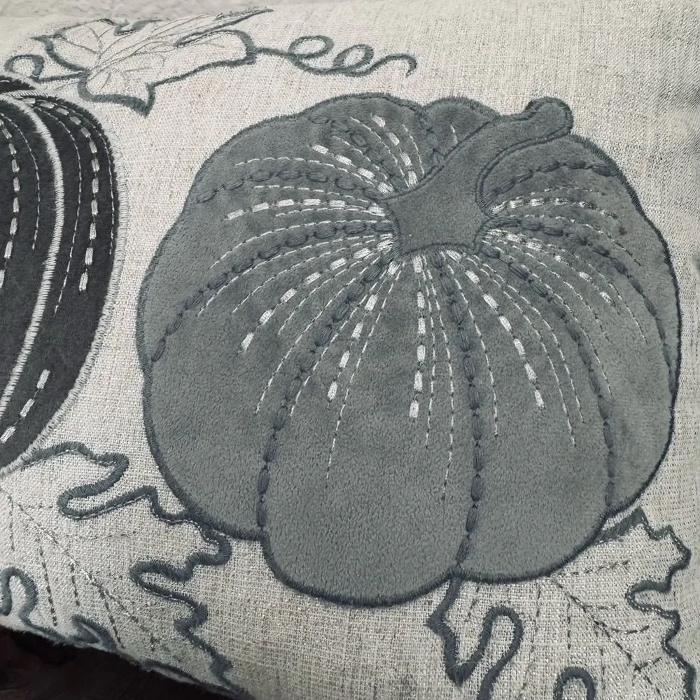 Fall Autumn Modern Glam Neutral Pumpkins Feather Throw Pillow